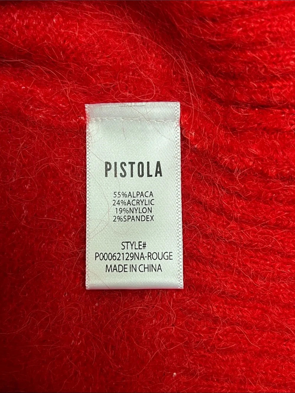 NWT Pistola Sara Shrunken Crewneck Alpaca Sweater In Rogue Red